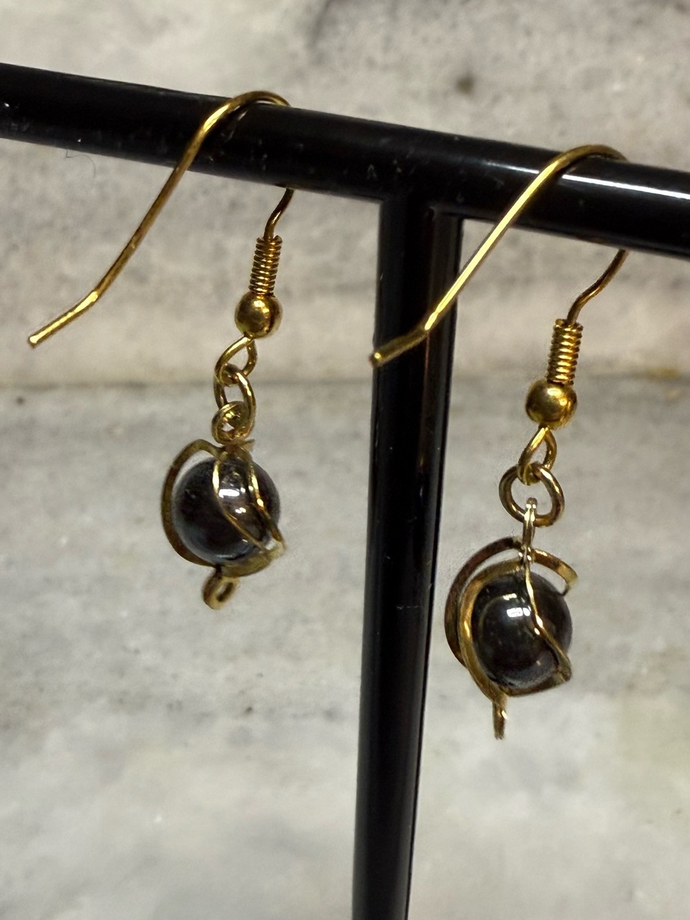 Gold-Tone Hematite Drop Earrings - Women Jewelry - Picture 5 of 5